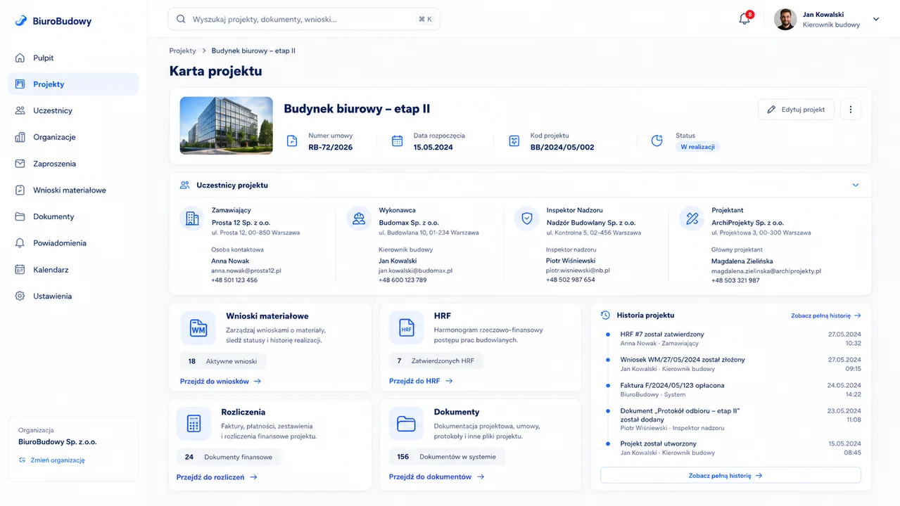 Karta projektu BiuroBudowy